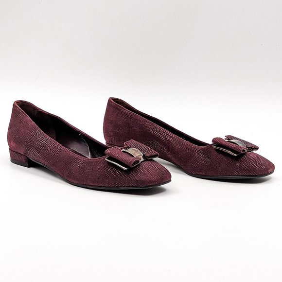 Stuart Weitzman Wmn Ribbon Detail Burgundy Leather Slip-on Sandals size 7.5